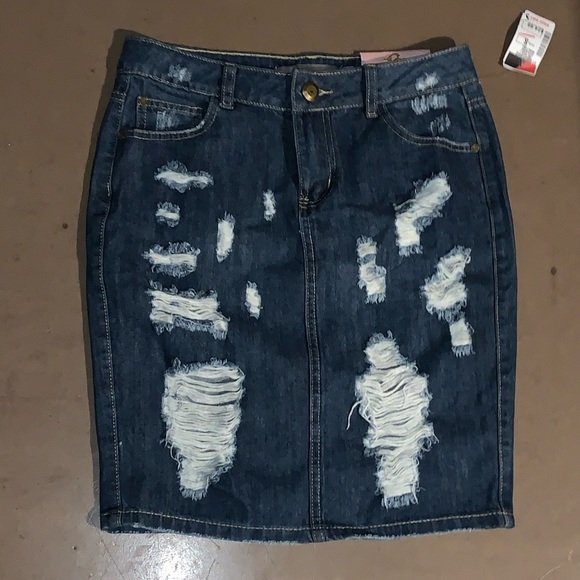 Destroyed Denim Skirt - Picture 2 of 2